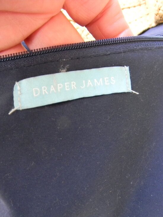 Draper James Everyday Straw Tote Bag Purse With Blue Liner 14x12 - Picture 8 of 8